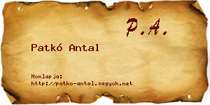 Patkó Antal névjegykártya